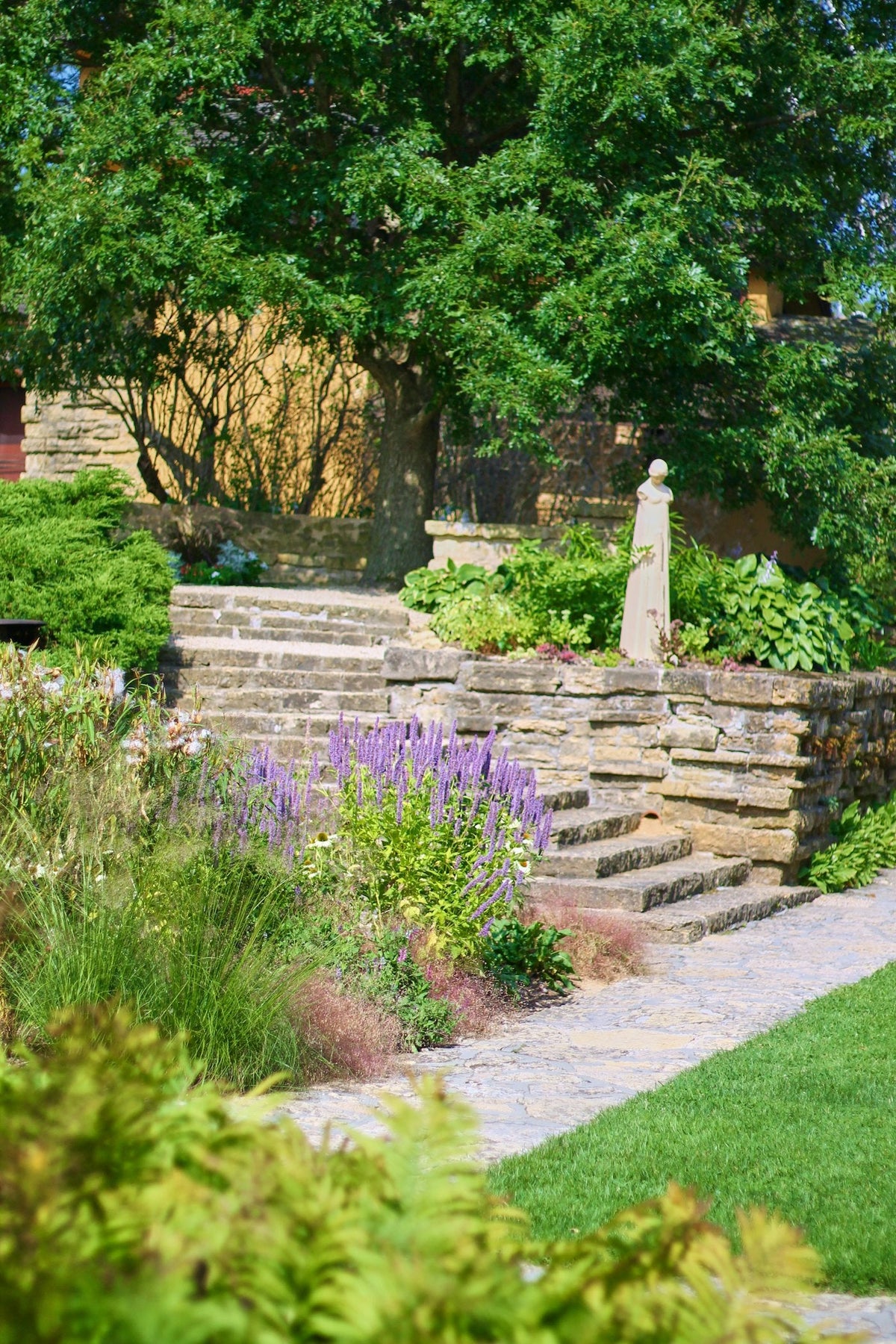 Massifs plantés et marches en pierre